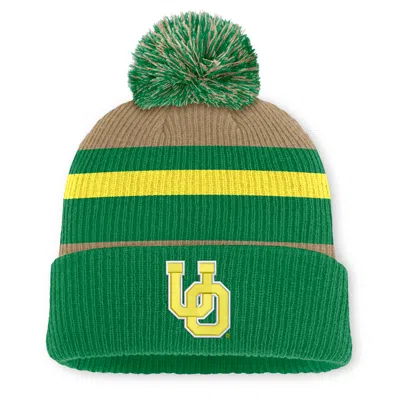 Nike Oregon Legacy Striped  Unisex College Cuffed Pom Beanie In Brown