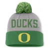 Nike Men's Gray/green Oregon Ducks Primetime Peak Cuffed Knit With Pom Hat In Green
