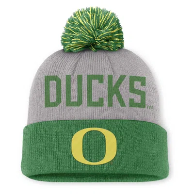 NIKE OREGON PRIMETIME PEAK  MEN'S COLLEGE CUFFED POM BEANIE,1015911778