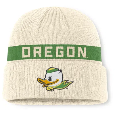 Nike Natural Oregon Ducks Peak Primetime Utility Cuffed Knit Hat In Gray
