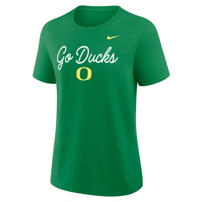 Nike Oregon Script Mantra Logo  Women's College T-shirt In Green
