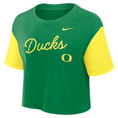 Nike Oregon Script  Women's Dri-fit College Cropped T-shirt In Green