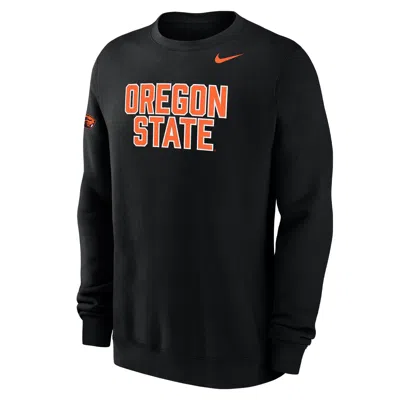 Nike Oregon State Club Fleece  Men's College Crew-neck Sweatshirt In Black
