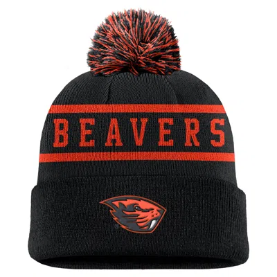 Nike Oregon State Peak  Unisex College Cuffed Pom Beanie In Black