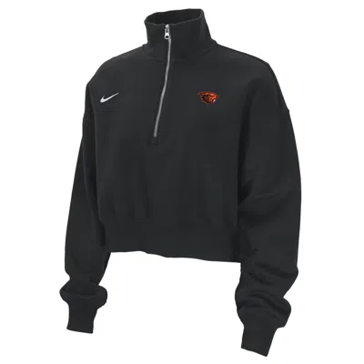 Nike Oregon State Phoenix Fleece  Women's College Cropped 1/4-zip Top In Black
