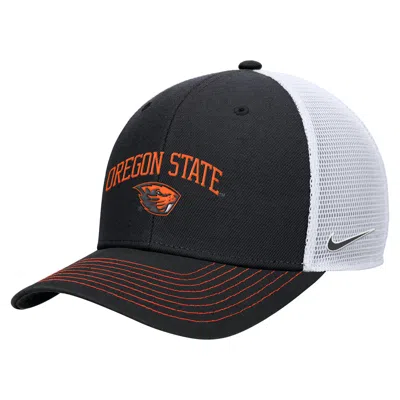 Nike Oregon State Rise  Unisex College Trucker Adjustable Hat In Black