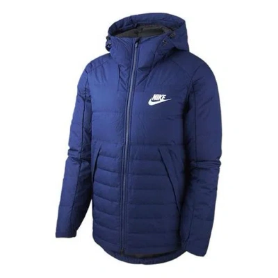 Nike Outdoor Windproof Stay Warm Casual Hooded Down Jacket Navy Blue Dark Blue