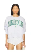 Nike Women's Court Phoenix Fleece Over-oversized Crew-neck Tennis Sweatshirt In Football Grey & Mineral Teal