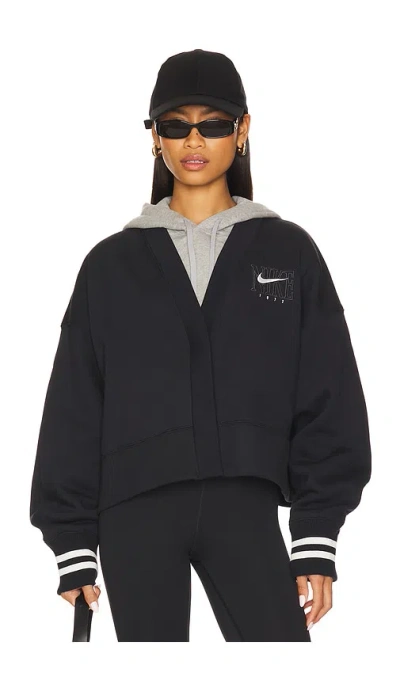 Nike Over-oversized Graphic Cardigan In Black