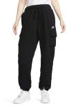 Nike Oversize Fleece Cargo Sweatpants In Black/white