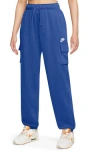 Nike Oversize Fleece Cargo Sweatpants In Game Royal/white