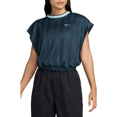 Nike Oversize Jacquard Stripe T-shirt In Armory Navy/ Glacier/ White
