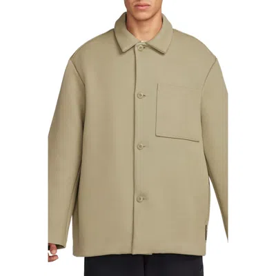 Nike Oversize Tech Fleece Shacket In Neutral Olive/neutral Olive