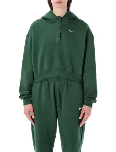 Nike Oversized Brushed Fleece Hoodie T-shirt In Green