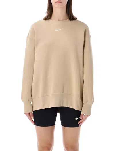 Nike Oversized Fleece Crewneck Sweatshirt - Women's Size S In Linen