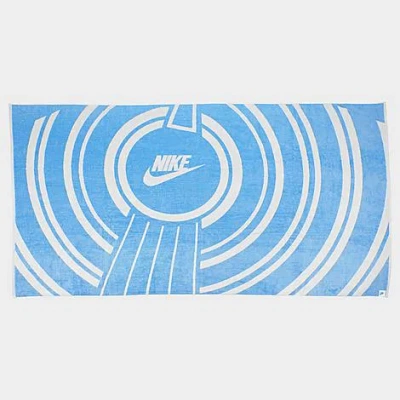 Nike Oversized Retro Beach Towel 100% Cotton In University Blue/white