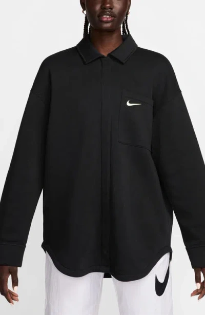 Nike Oversized Shacket In Black/sail