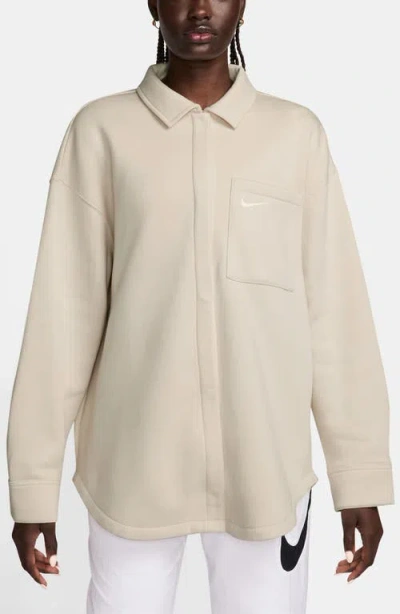 Nike Oversized Shacket In Lt Orewood Brown/sail