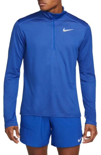 Nike Pacer Dri-fit Half Zip Long Sleeve Running Shirt In Blue