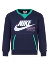 Nike Blue Sweatshirt For Boy With Logo And Swoosh In Blue