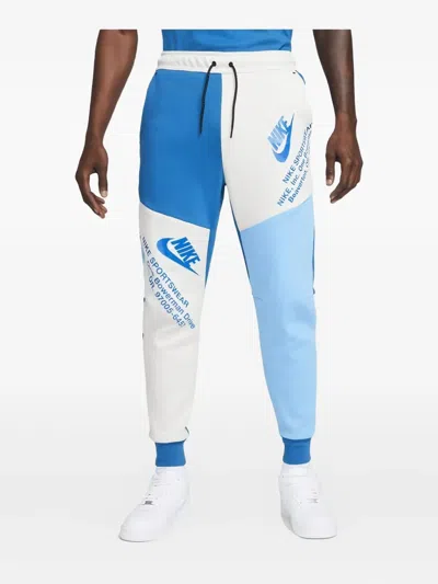 Nike Panelled Fleece Track Pants In Blue