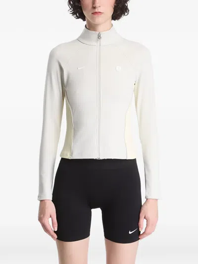 Nike Panelled Zip-up Track Jacket In White