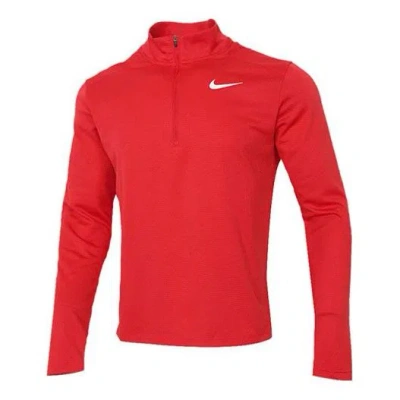 Nike Parcer Running Sports Training Cardigan Stand Collar Pullover Long Sleeves Red