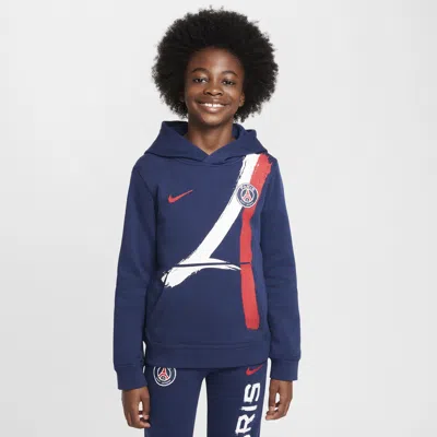 Nike Paris Saint-germain Club Big Kids' (boys')  Soccer Pullover Hoodie In Blue