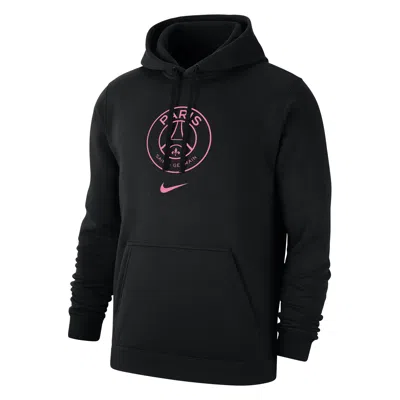 Nike Paris Saint-germain Club  Men's Soccer Fleece Pullover Hoodie In Black