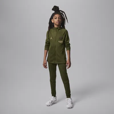 Nike Paris Saint-germain Strike Fourth Big Kids' Jordan Dri-fit Soccer Hooded Knit Tracksuit In Green