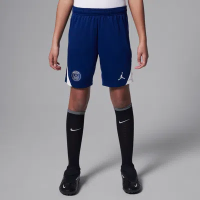 Nike Paris Saint-germain Strike Fourth Big Kids' Jordan Dri-fit Soccer Knit Shorts In Blue