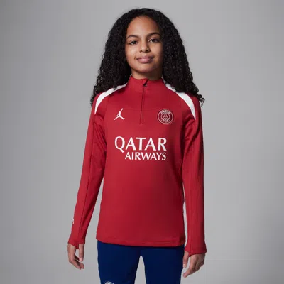 Nike Paris Saint-germain Strike Fourth Big Kids' Jordan Soccer Knit Drill Top In Red