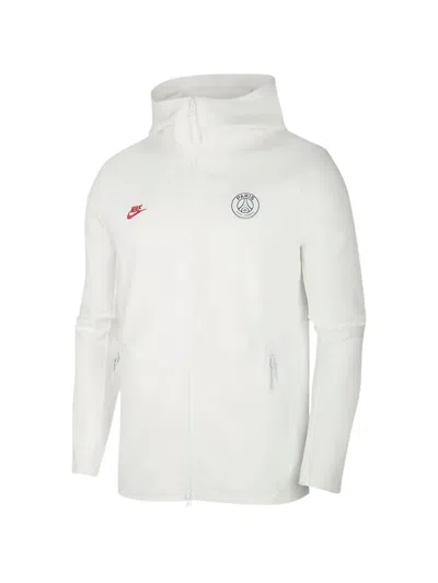 Nike Paris Sait-germain Tech Fleece Zip Hoodie In White