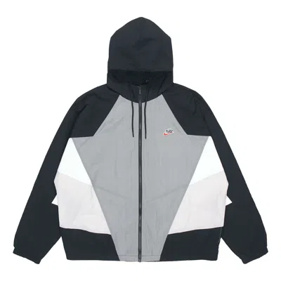Nike Patchwork Contrast Windproof Woven Hooded Jacket For Men Grey Gray