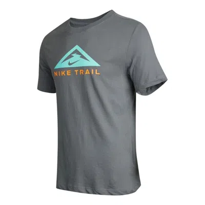 Nike Pattern Printing Breathable Sports Short Sleeve Gray Dark Gray