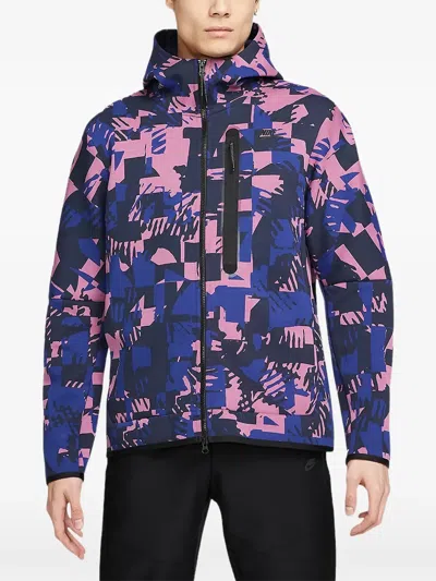Nike Patterned Hoodie In Blue