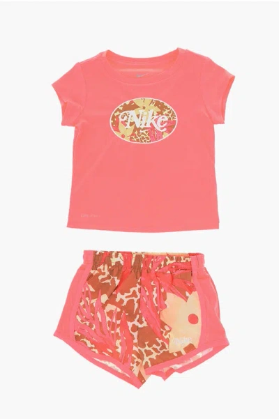 Nike Patterned T-shirt And Shorts Set In Red