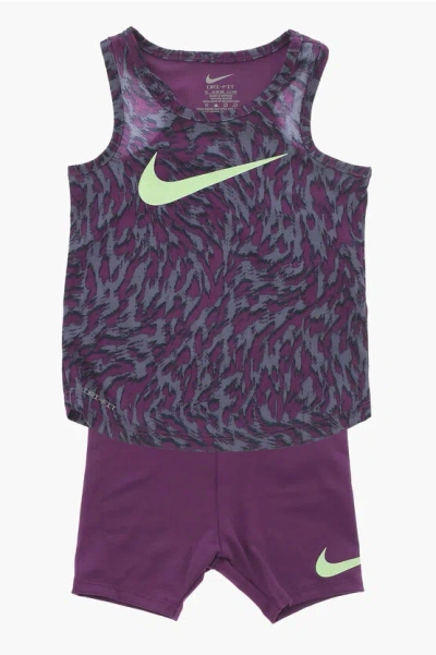 Nike Kids' Patterned Tank Top And Shorts Set In Purple