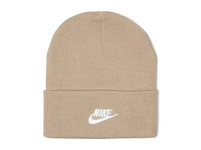 Nike Peak Futura Beanie Caps Khaki/white: One Size In Brown