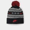 Nike Peak Holiday Beanie Hat In Black/university Red/coconut Milk/university Red