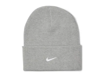 Nike Peak Swoosh Beanie Casual Visor Dark Grey Heather/white: One Size In Gray