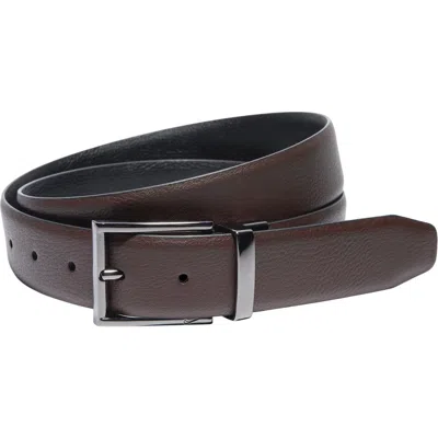 Nike Pebble Grain Faux Leather Belt In Brown/black