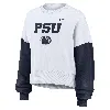 Nike Women's White Penn State Nittany Lions Color-block Oversized Cropped Pullover Sweatshirt In White