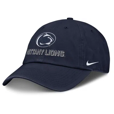 Nike Navy Penn State Nittany Lions 2025 On-field Club Adjustable Hat In Blue