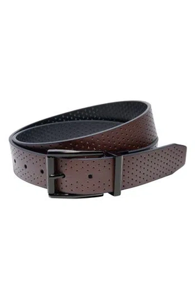 Nike Perforated Reversible Belt In Brown