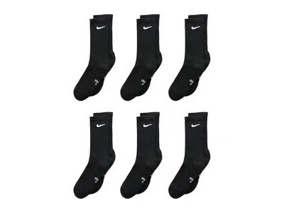 Nike Performance Cushioned Dri-fittm Crew Training Socks 6-pair Pack (little Kid/big Kid) Kids Shoes Blac In Black