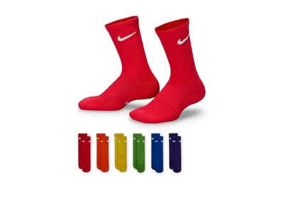 Nike Performance Cushioned Dri-fittm Crew Training Socks 6-pair Pack (little Kid/big Kid) Kids Shoes Mult In Multi