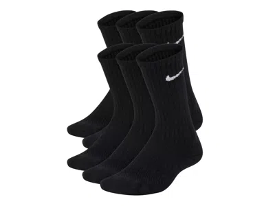 Nike Performance Cushioned Kids' Crew Socks 6 Pack In Black