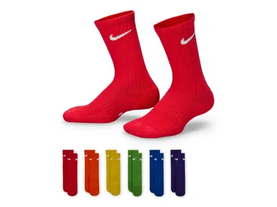 Nike Performance Cushioned Kids' Crew Socks 6 Pack In Multicolor