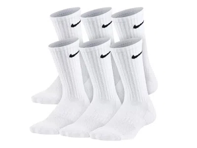Nike Performance Cushioned Kids' Crew Socks 6 Pack In White